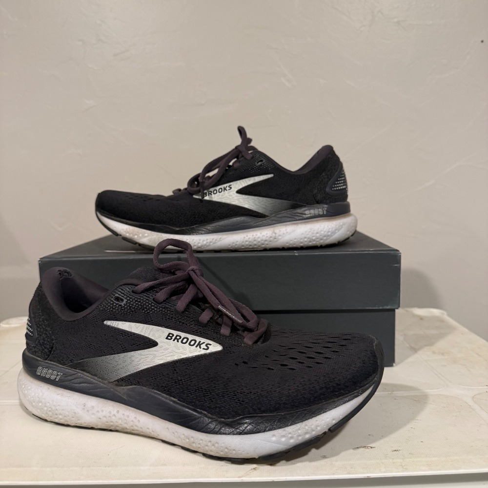 Brooks Ghost 16 Running Shoes Womens 8‎ Black Silver Good Neutral Cushioned